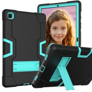 For Samsung Galaxy Tab A7 10.4 (2020) T500 Contrast Color Robot Shockproof Silicon + PC Protective Case with Holder(Black + Mint Green) (OEM)