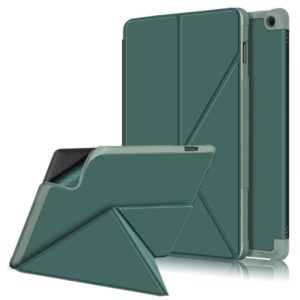 For Amazon Kindle Fire HD 10 / 10 Plus 2021 Multi-folding Horizontal Flip PU Leather Shockproof Case with Holder(Dark Green) (OEM)