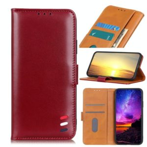 For Motorola Moto E40 / E30 / E20 3-Color Pearl Texture Magnetic Buckle Flip Phone Leather Case(Wine Red) (OEM)
