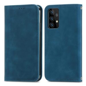 For Samsung Galaxy A72 5G / 4G Retro Skin Feel Business Magnetic Horizontal Flip Leather Case with Holder & Card Slots & Wallet & Photo Frame(Blue) (OEM)