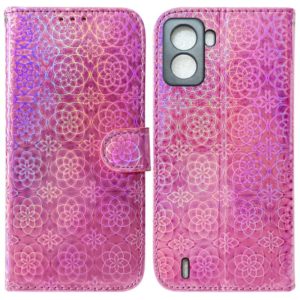 For Tecno Pop 6 No Fingerprints Colorful Magnetic Buckle Leather Phone Case(Pink) (OEM)