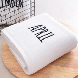 Month Embroidery Soft Absorbent Increase Thickened Adult Cotton Bath Towel, Pattern:April(White) (OEM)