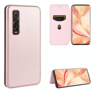 For OPPO Find X2 Pro Carbon Fiber Texture Horizontal Flip TPU + PC + PU Leather Case with Card Slot(Pink) (OEM)