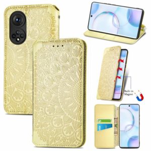 For Honor 50 Blooming Mandala Embossed Pattern Magnetic Horizontal Flip Leather Case with Holder & Card Slots & Wallet(Yellow) (OEM)