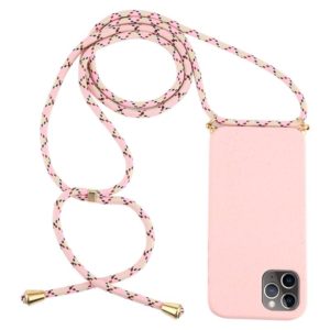 For iPhone 12 Pro Max Wheat TPU Protective Case with Lanyard(Pink) (OEM)