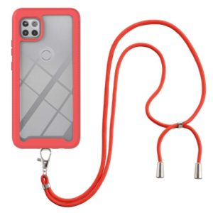 For Motorola One 5G Ace Starry Sky Solid Color Series Shockproof PC + TPU Protective Case with Neck Strap(Red) (OEM)