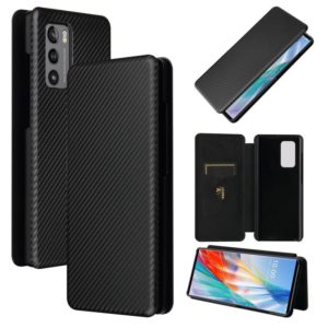 For LG Wing 5G Carbon Fiber Texture Horizontal Flip TPU + PC + PU Leather Case with Card Slot(Black) (OEM)