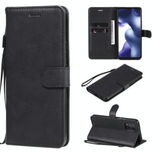 For Xiaomi Mi 10 Lite Solid Color Horizontal Flip Protective Leather Case with Holder & Card Slots & Wallet & Photo Frame & Lanyard(Black) (OEM)