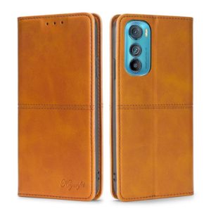 For Motorola Edge 30 Cow Texture Magnetic Horizontal Flip Leather Phone Case(Light Brown) (OEM)