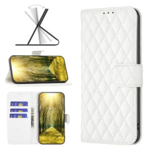 For Motorola Moto G71 5G Diamond Lattice Wallet Leather Flip Phone Case(White) (OEM)