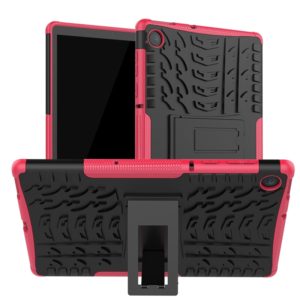 For Lenovo Tab M10 Plus TB-X606F Tire Texture Shockproof TPU+PC Protective Case with Holder(Rose Red) (OEM)