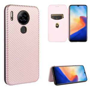 For Blackview A80 Carbon Fiber Texture Horizontal Flip TPU + PC + PU Leather Case with Card Slot(Pink) (OEM)