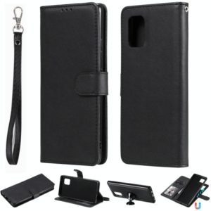 For Samsung Galaxy A71 5G 2 in 1 Solid Color Detachable PU Leather Case with Card Slots & Magnetic Holder & Photo Frame & Wallet & Strap(Black) (OEM)