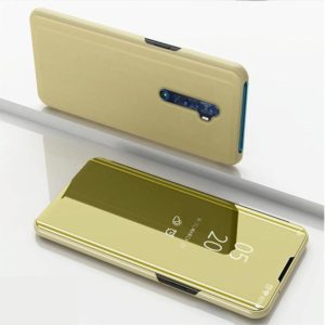 For OPPO Reno2 Z / Reno2 F Plated Mirror Horizontal Flip Leather Case with Holder(Gold) (OEM)