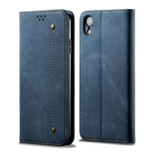 For iPhone XR Denim Texture Casual Style Horizontal Flip Leather Case with Holder & Card Slots & Wallet(Blue) (OEM)