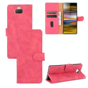 For Sony Xperia 10 Plus Solid Color Skin Feel Magnetic Buckle Horizontal Flip Calf Texture PU Leather Case with Holder & Card Slots & Wallet(Rose Red) (OEM)