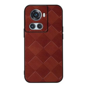 For OnePlus 10R / Ace Weave Plaid PU Phone Case(Brown) (OEM)