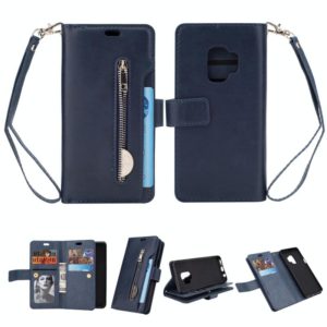 For Samsung Galaxy S9 Multifunctional Zipper Horizontal Flip Leather Case with Holder & Wallet & 9 Card Slots & Lanyard(Blue) (OEM)