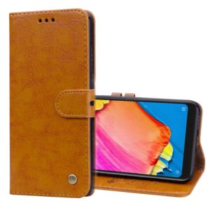Business Style Oil Wax Texture Horizontal Flip Leather Case for Xiaomi Redmi Note 6 Pro, with Holder & Card Slots & Wallet(Light Brown) (OEM)