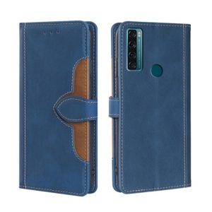 For TCL 20 SE Skin Feel Straw Hat Magnetic Buckle Leather Phone Case(Blue) (OEM)