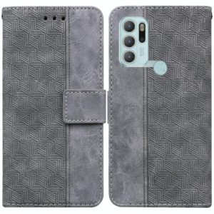 For Motorola Moto G60S Geometric Embossed Leather Phone Case(Grey) (OEM)