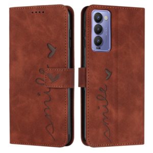 For Tecno Camon 18 Skin Feel Heart Pattern Leather Phone Case(Brown) (OEM)