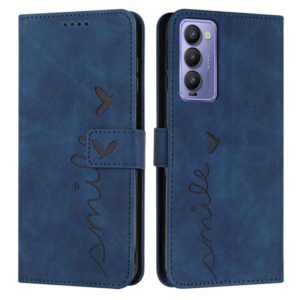 For Tecno Camon 18 Skin Feel Heart Pattern Leather Phone Case(Blue) (OEM)
