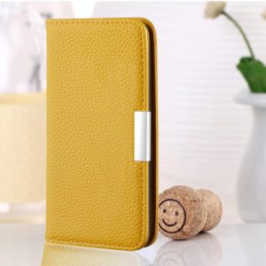For Galaxy S8 Litchi Texture Horizontal Flip Leather Case with Holder & Card Slots(Yellow) (OEM)