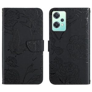 For OnePlus Nord CE2 Lite/Realme 9 Pro 5G/Realme V25 Skin Feel Butterfly Peony Embossed Leather Phone Case(Black) (OEM)