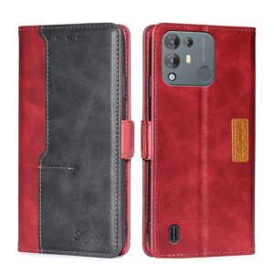 For Blackview A55 Pro Contrast Color Side Buckle Leather Phone Case(Red + Black) (OEM)