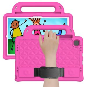 For Galaxy Tab A8 10.5(2021) X200/X205 Diamond EVA Shockproof Case with Holder & Strap(Rose Red) (OEM)
