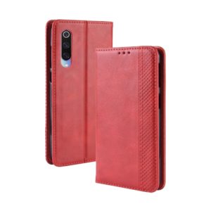 Magnetic Buckle Retro Crazy Horse Texture Horizontal Flip Leather Case for Xiaomi Mi CC9/Xiaomi Mi CC9mt Meitu Edition , with Holder & Card Slots & Photo Frame(Red) (OEM)