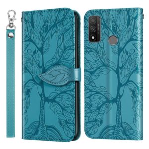 For Huawei P smart 2020 Life of Tree Embossing Pattern Horizontal Flip Leather Case with Holder & Card Slot & Wallet & Photo Frame & Lanyard(Blue) (OEM)