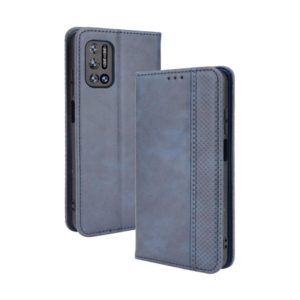 For Doogee N40 Pro Magnetic Buckle Retro Pattern Horizontal Flip Leather Case with Holder & Card Slot & Wallet(Blue) (OEM)