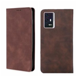 For ZTE Axon 30 Pro 5G Skin Feel Magnetic Flip Leather Phone Case(Dark Brown) (OEM)