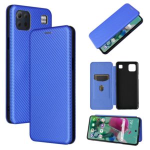 For LG K92 5G Carbon Fiber Texture Horizontal Flip TPU + PC + PU Leather Case with Card Slot(Blue) (OEM)