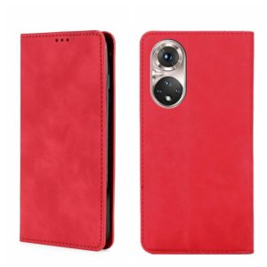 For Honor 50 Pro Skin Feel Magnetic Horizontal Flip Leather Phone Case(Red) (OEM)