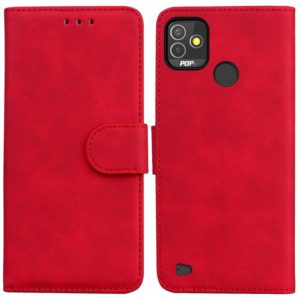 For Tecno Pop 5P Skin Feel Pure Color Flip Leather Phone Case(Red) (OEM)