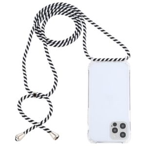 For iPhone 12 Pro Max Transparent Acrylic Airbag Shockproof Phone Protective Case with Lanyard(Zebra) (OEM)