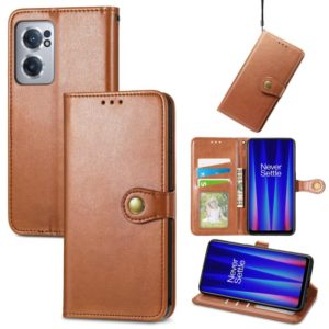 For OnePlus Nord CE 2 5G Retro Solid Color Buckle Leather Phone Case(Brown) (OEM)