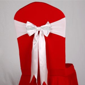 For Wedding Events Party Ceremony Banquet Christmas Decoration Chair Sash Bow Elastic Chair Ribbon Back Tie Bands Chair Sashes(Milky) (OEM)