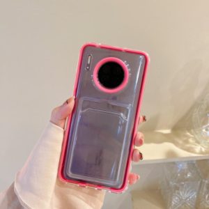 For Huawei Mate 30 Transparent Card Slot TPU Phone Case(Rose Red) (OEM)