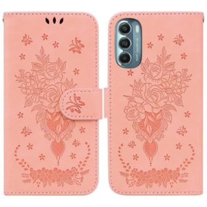 For Motorola Moto G Stylus 5G 2022 Butterfly Rose Embossed Leather Phone Case(Pink) (OEM)
