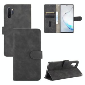 For Samsung Galaxy Note10 Plus Solid Color Skin Feel Magnetic Buckle Horizontal Flip Calf Texture PU Leather Case with Holder & Card Slots & Wallet(Black) (OEM)