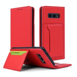 For Samsung Galaxy S10e Strong Magnetism Liquid Feel Horizontal Flip Leather Case with Holder & Card Slots & Wallet(Red) (OEM)