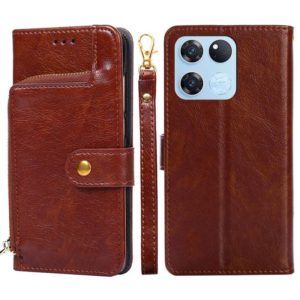 For OnePlus Ace Racing Zipper Bag PU + TPU Horizontal Flip Leather Case(Brown) (OEM)