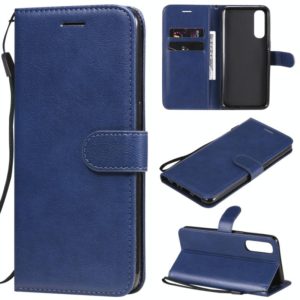 For Oppo Reno3 Pro 4G Solid Color Horizontal Flip Protective Leather Case with Holder & Card Slots & Wallet & Photo Frame & Lanyard(Blue) (OEM)