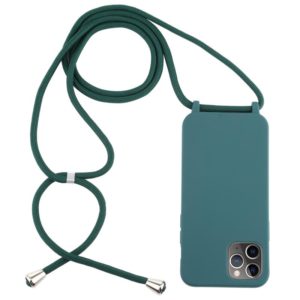 For iPhone 12 Pro Max Candy Colors TPU Protective Case with Lanyard(Dark Green) (OEM)