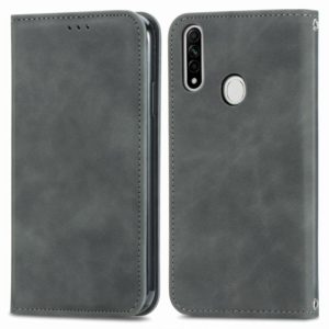 Retro Skin Feel Business Magnetic Horizontal Flip Leather Case With Holder & Card Slots & Wallet & Photo Frame For OPPO A8(Grey) (OEM)