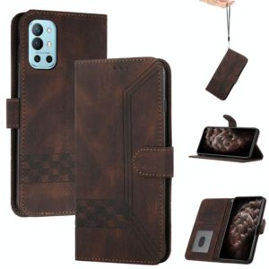 Cubic Skin Feel Flip Leather Phone Case For OnePlus 9R(Brown) (OEM)